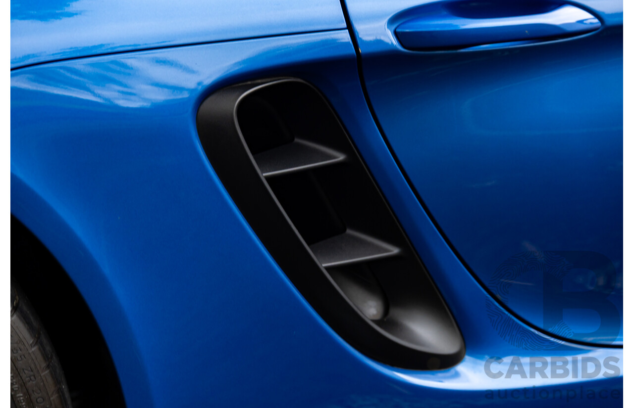 09/2017 Porsche 718 Cayman (RWD) 982 MY18 2d Coupe Sapphire Blue Metallic Turbo 2.0L