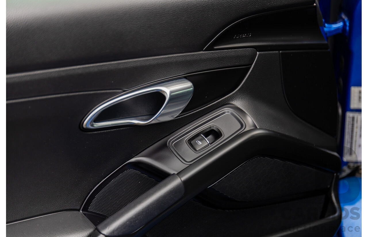 09/2017 Porsche 718 Cayman (RWD) 982 MY18 2d Coupe Sapphire Blue Metallic Turbo 2.0L