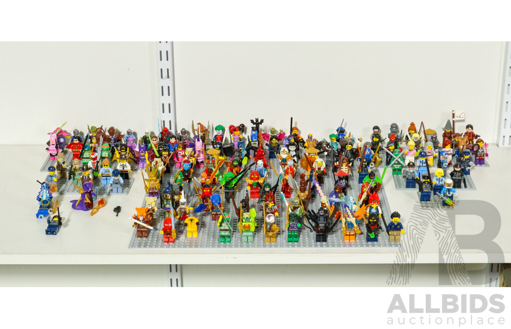 Collection Lego Figures with Accessories Including Ninja Turtles, Police, Ninjago, Batman, Legends of Chima, Knights, Superman and More