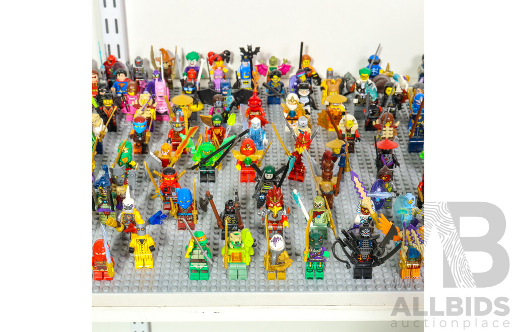 Collection Lego Figures with Accessories Including Ninja Turtles, Police, Ninjago, Batman, Legends of Chima, Knights, Superman and More