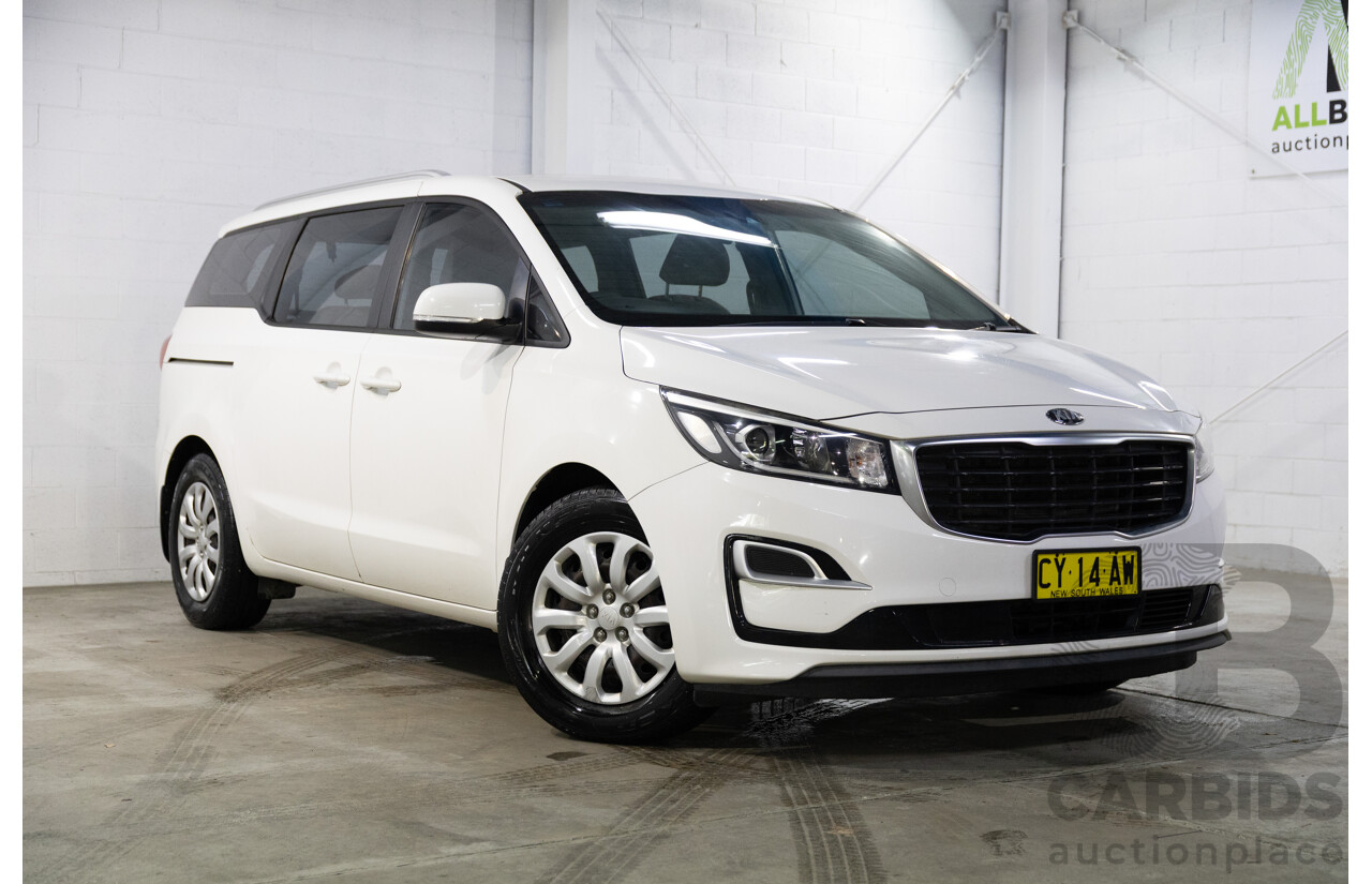 6/2018 Kia Carnival S YP MY16 Update 4d Wagon Snow White Pearl V6 3.3L - 8 Seater
