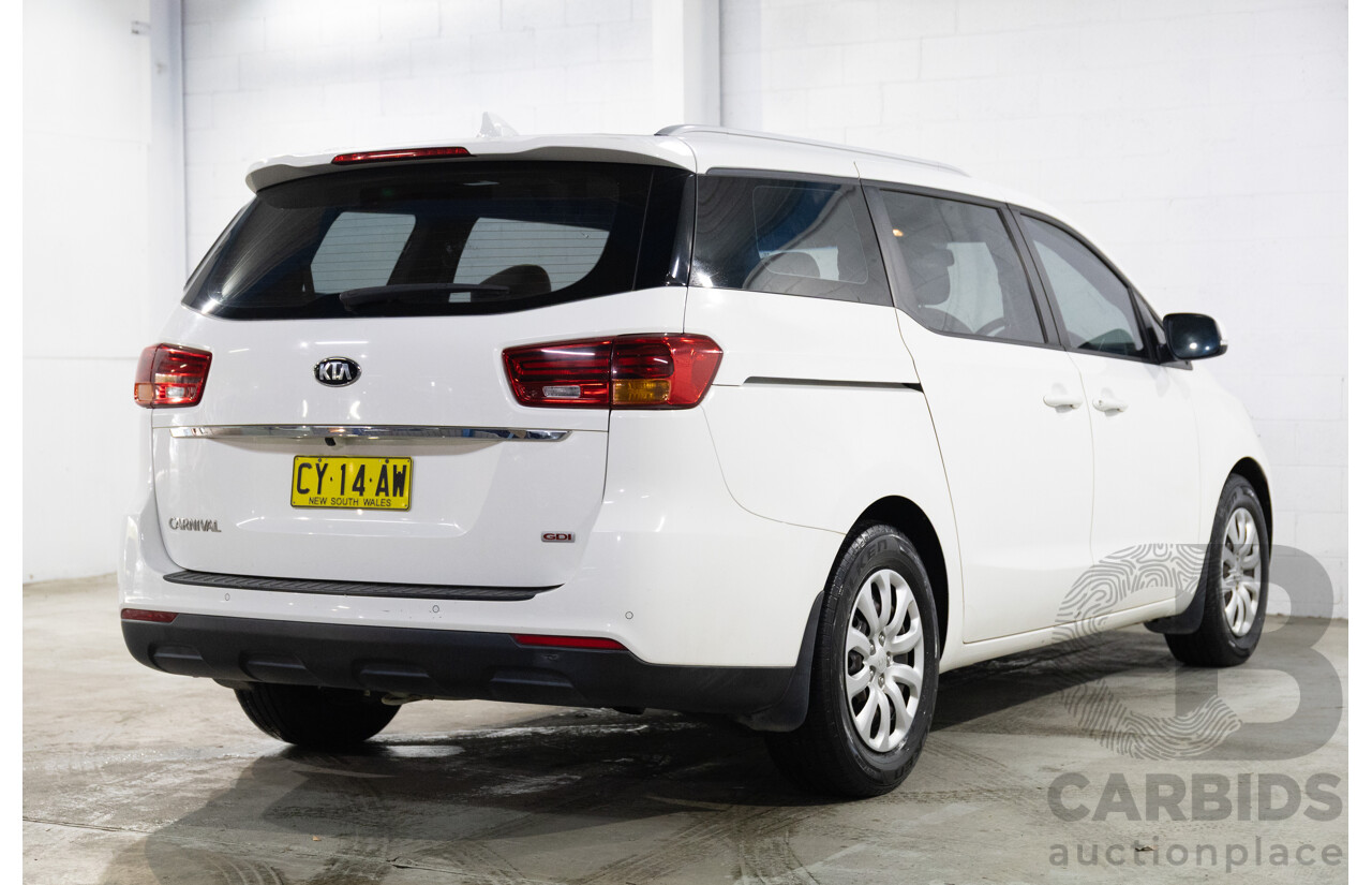 6/2018 Kia Carnival S YP MY16 Update 4d Wagon Snow White Pearl V6 3.3L - 8 Seater