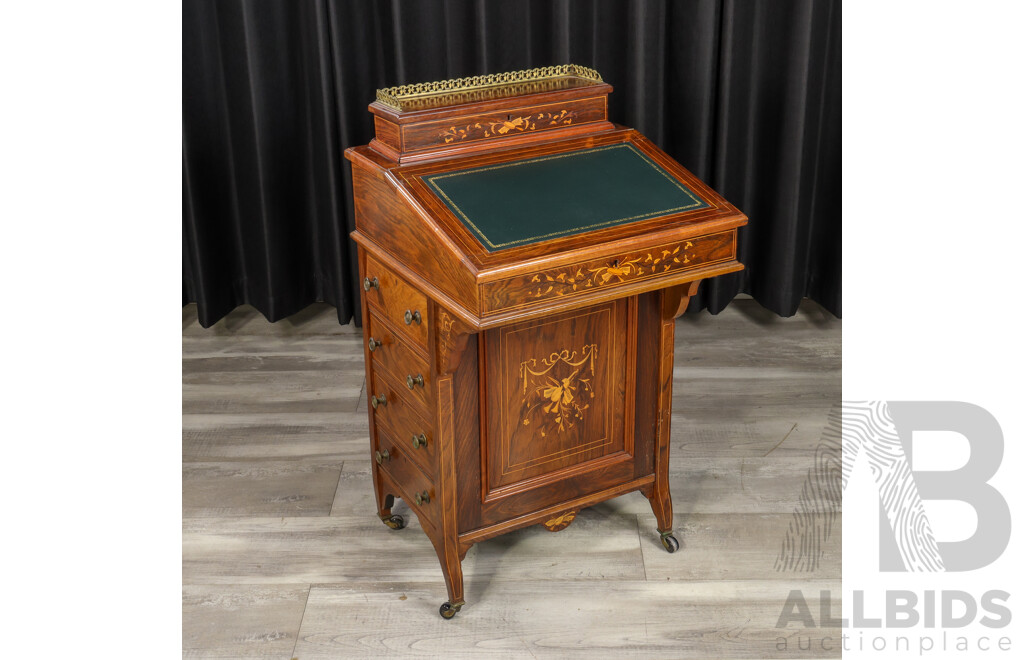 Good Victorian Flame Mahogany Davenport Desk