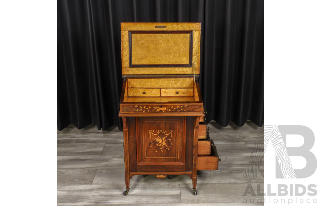 Good Victorian Flame Mahogany Davenport Desk