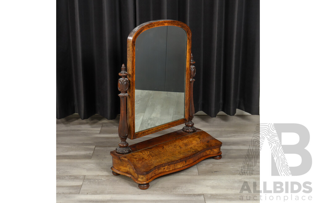 Victorian Walnut Dresser Top Mirror