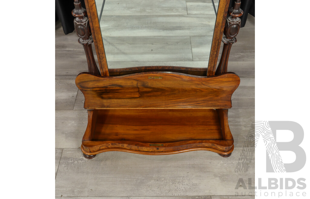 Victorian Walnut Dresser Top Mirror