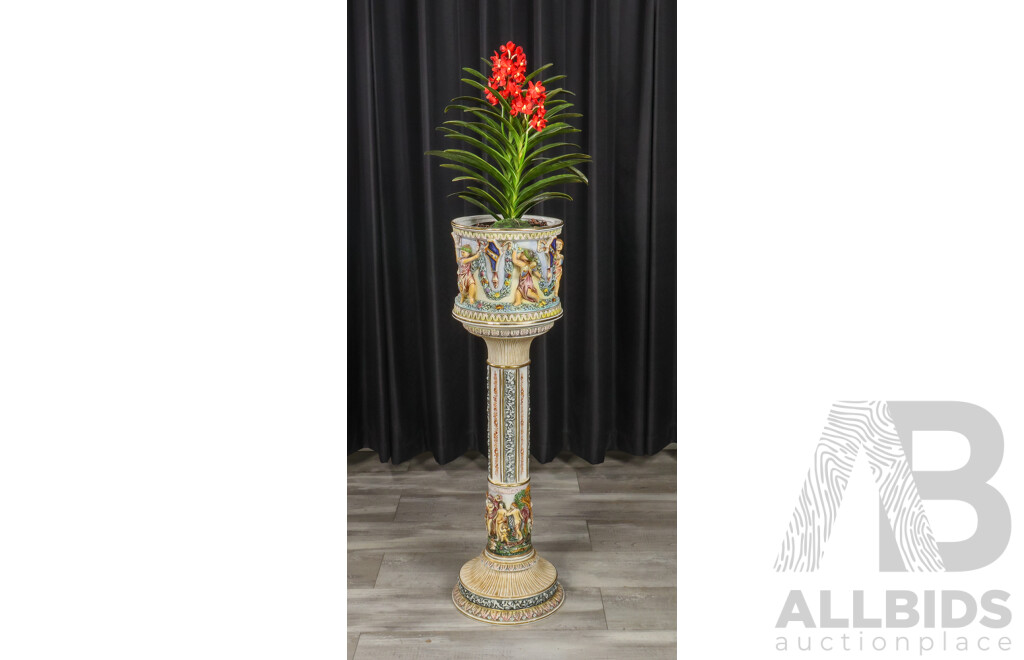 Vintage Capodimonte Jardinier on Pedestal Base