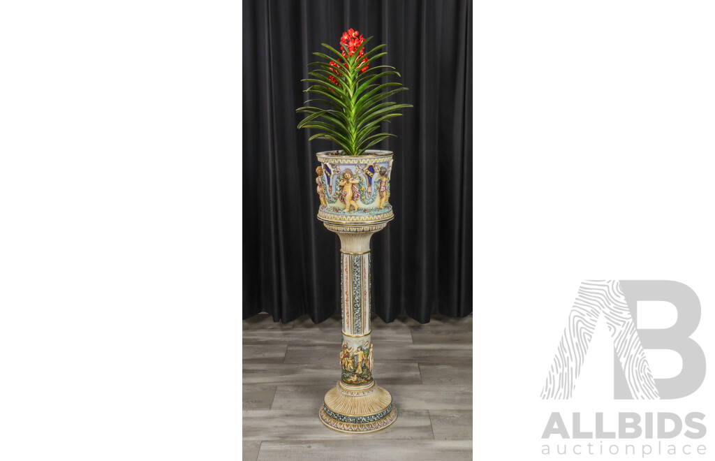 Vintage Capodimonte Jardinier on Pedestal Base