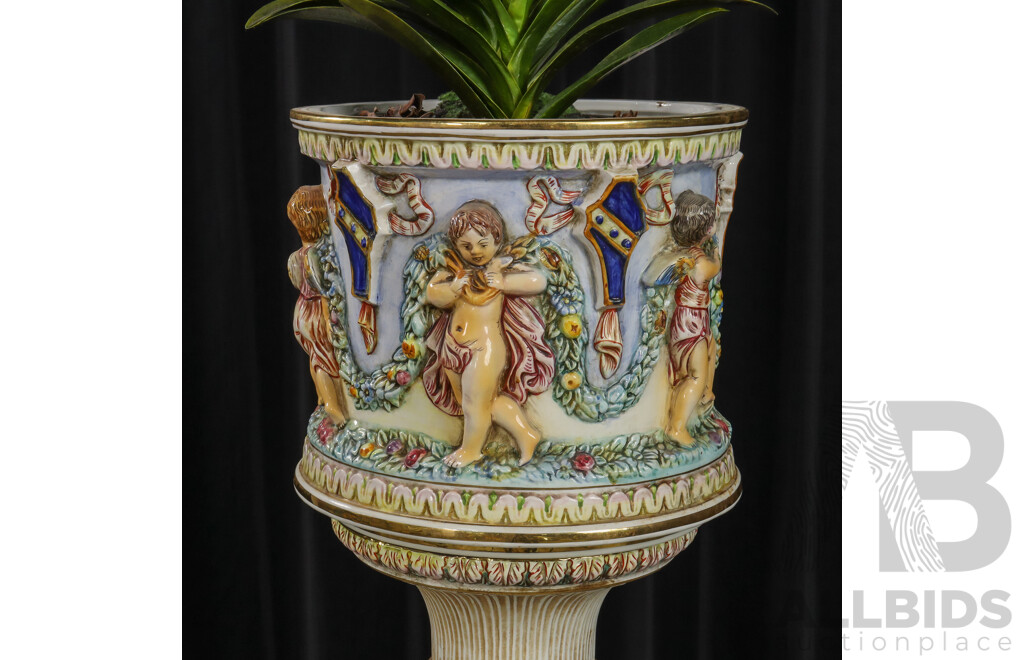 Vintage Capodimonte Jardinier on Pedestal Base