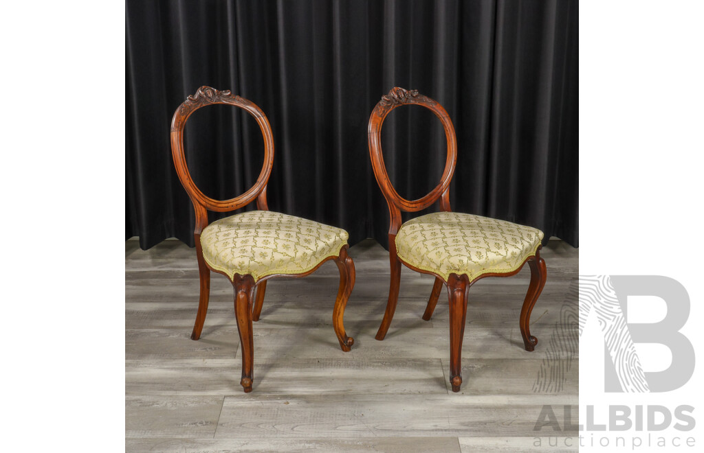 Pair of Victorian Walnut Balloon Back Dining Chairs