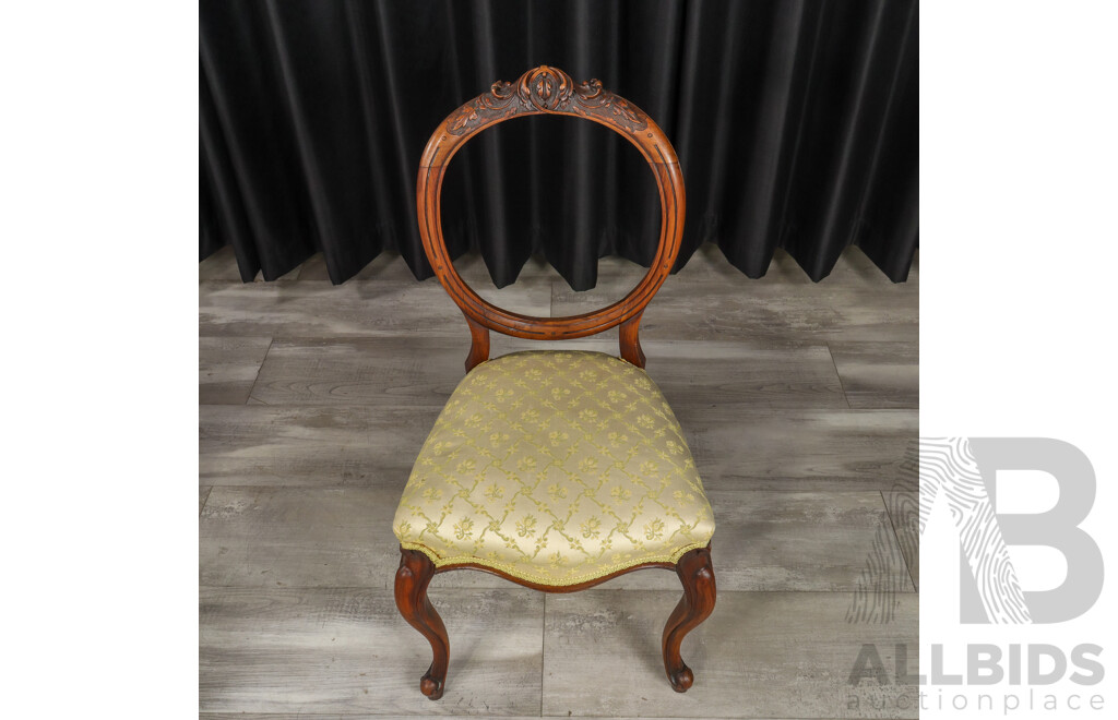 Pair of Victorian Walnut Balloon Back Dining Chairs