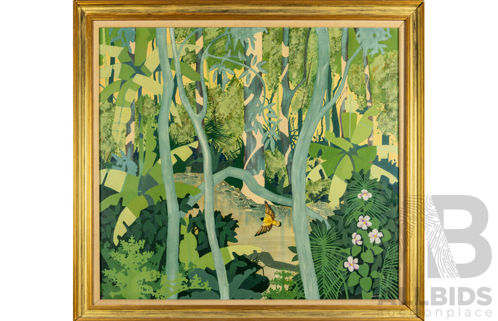 Russell Pick (20th Century, Australian, 1947-), Creek Edge, Original Oil on Canvas Cloth, 89H x 97W cm (frame)