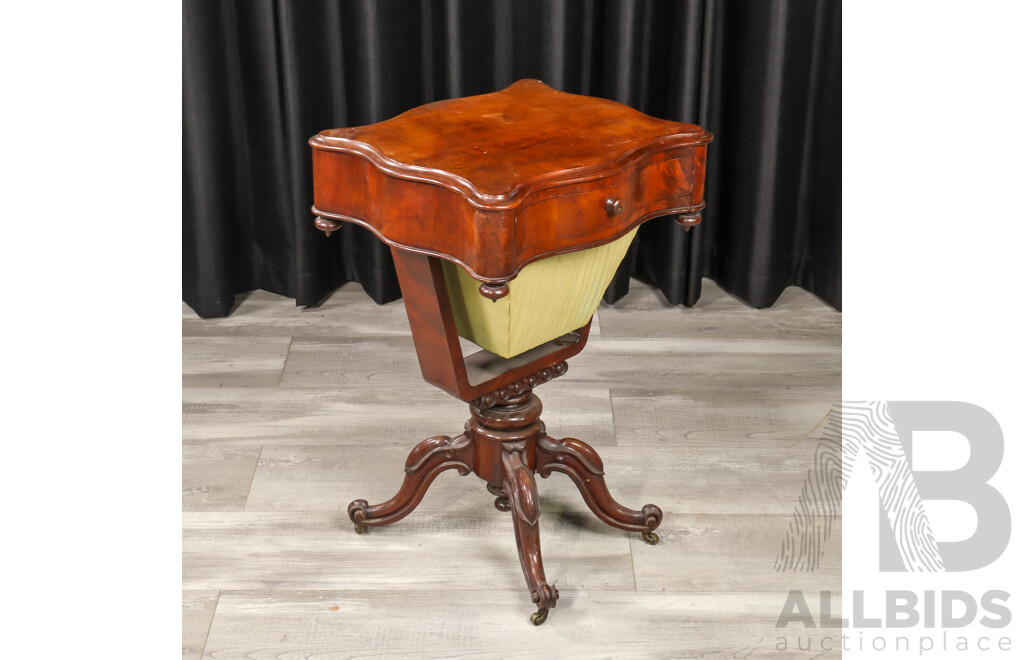 Victorian Mahogany Pedestal Sewing Box