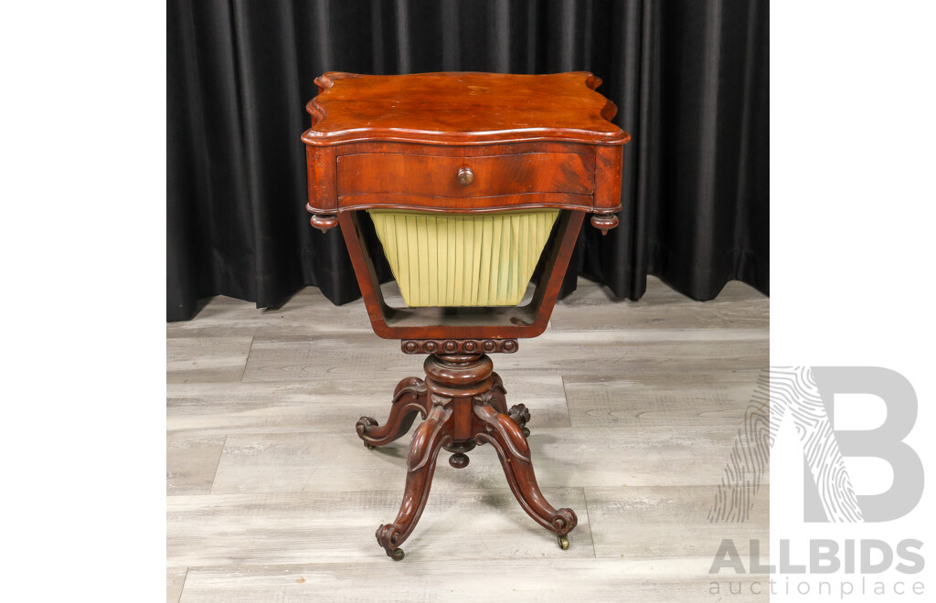 Victorian Mahogany Pedestal Sewing Box