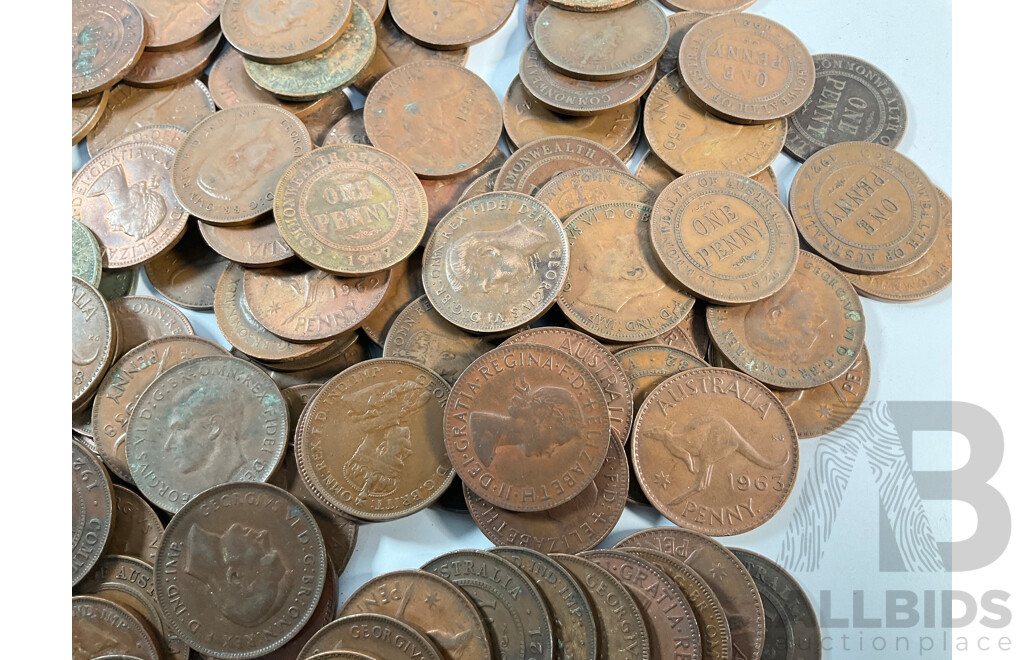 Collection of Australian Pennies Spanning 1912 to 1964 Including Several High Grade and 1917I - Approximately 1.8 Kilograms