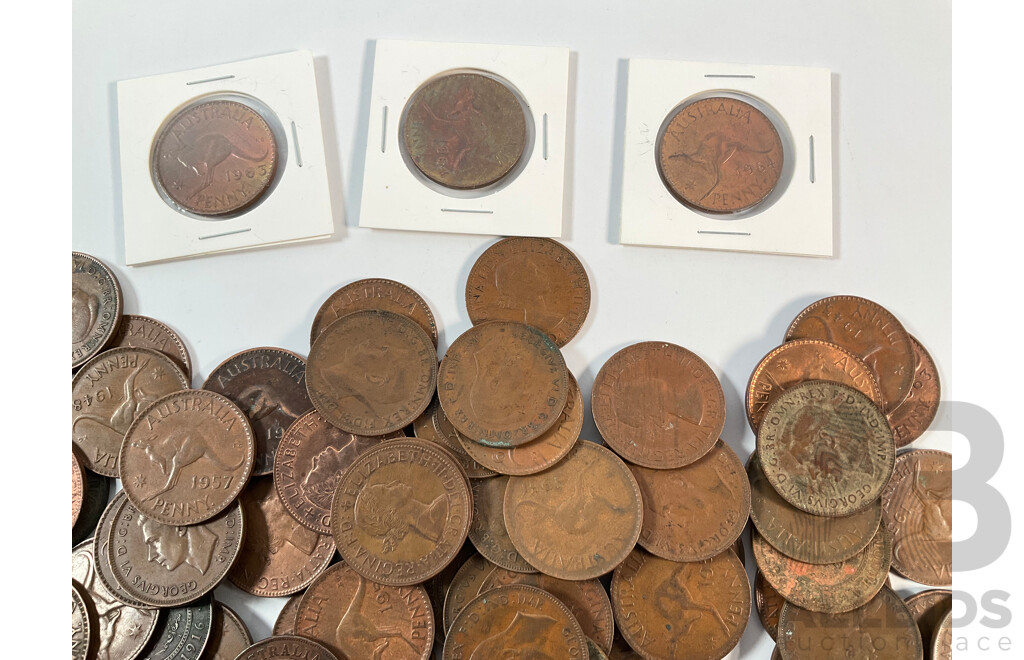 Collection of Australian Pennies Spanning 1912 to 1964 Including Several High Grade and 1917I - Approximately 1.8 Kilograms
