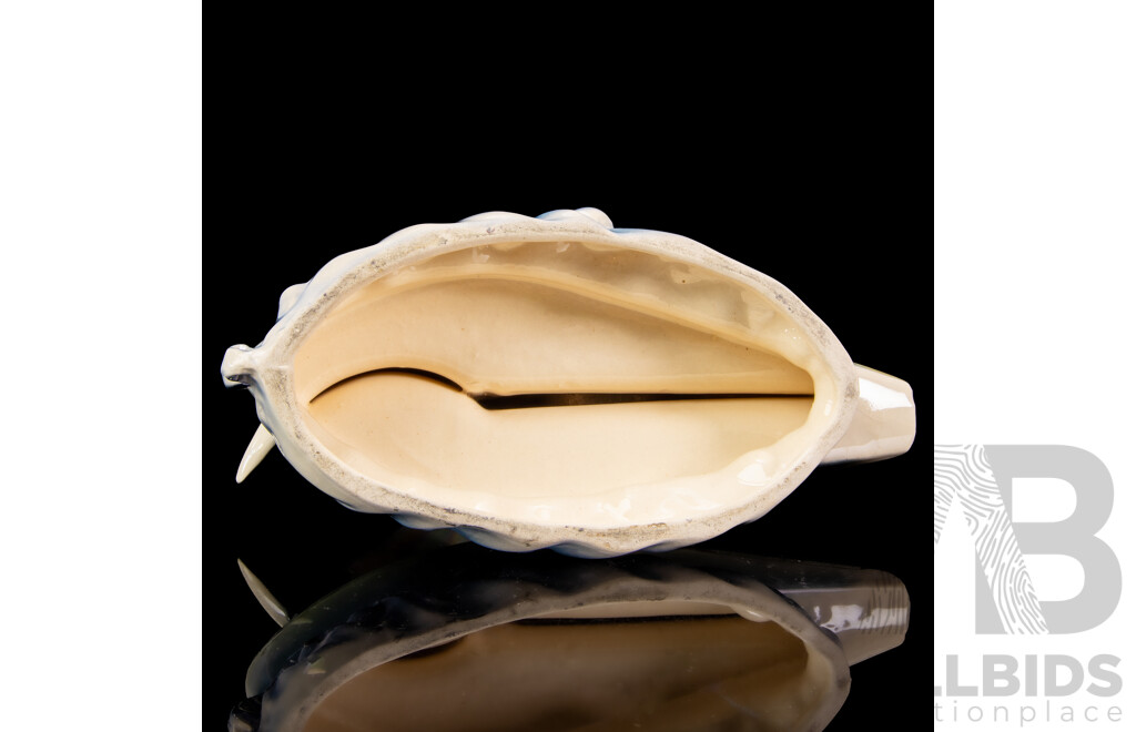 Vintage Iridescent Porcelain Sailing Ship Form Mantle Clock