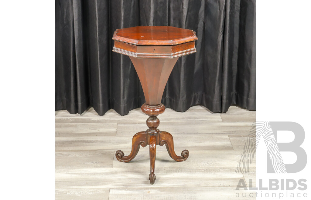 Victorian Mahogany Pedestal Sewing Table
