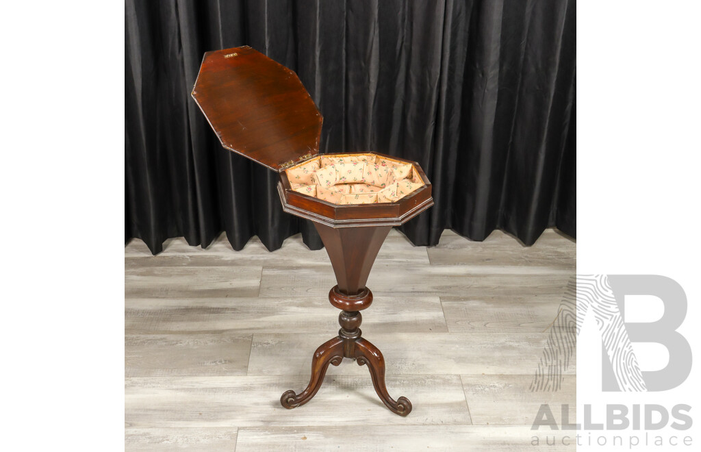 Victorian Mahogany Pedestal Sewing Table