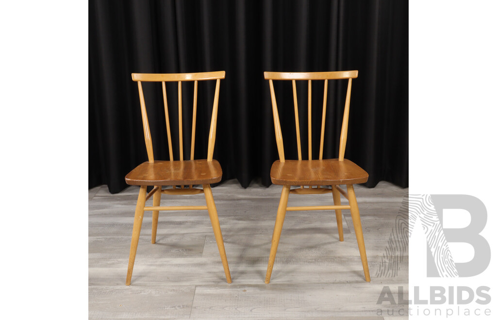 Pair of Elm and Beech Model 391 Stick Back Chairs, Ercol