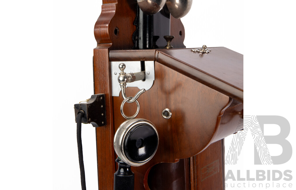 Vintage L.M. Ericsson Wall-Mounted Magneto Telephone, Stockholm, C.1900–1920 (Restored)