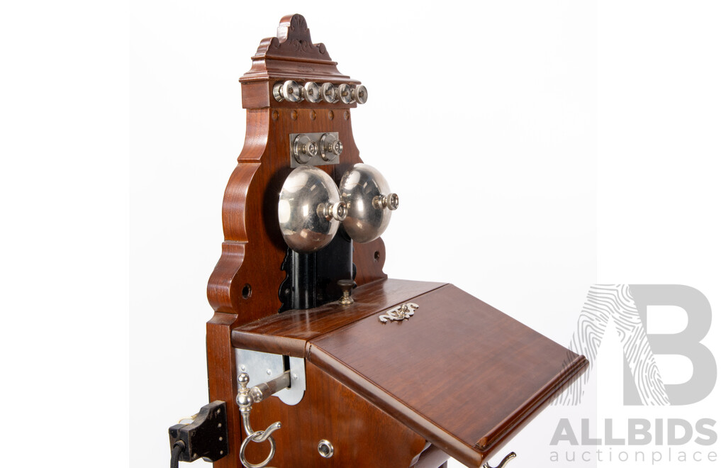 Vintage L.M. Ericsson Wall-Mounted Magneto Telephone, Stockholm, C.1900–1920 (Restored)