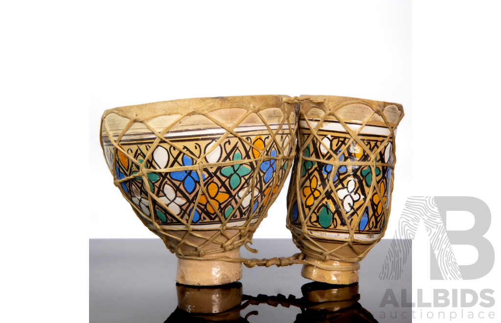 Traditional Moroccan Tbilat Handcrafted Drums