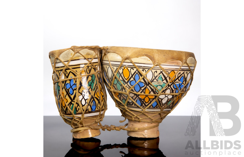Traditional Moroccan Tbilat Handcrafted Drums