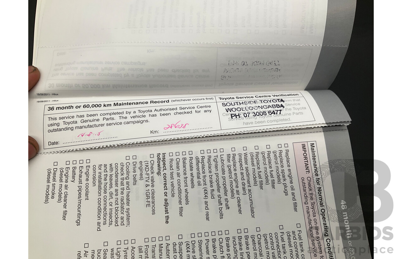 2/2012 Toyota Hilux SR5 (4x4) KUN26R MY12 Dual Cab P/Up Black Mica Turbo Diesel 3.0L