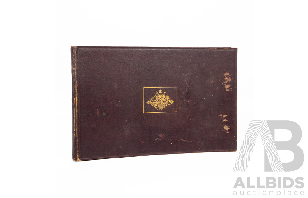 Antique Volume 'Australian Chivalry', Reproductions in Colour & Duo-Tone of Official War Paintings (1933), Edited by J.L. Treloar, 29H x 45W X^ 3D cm
