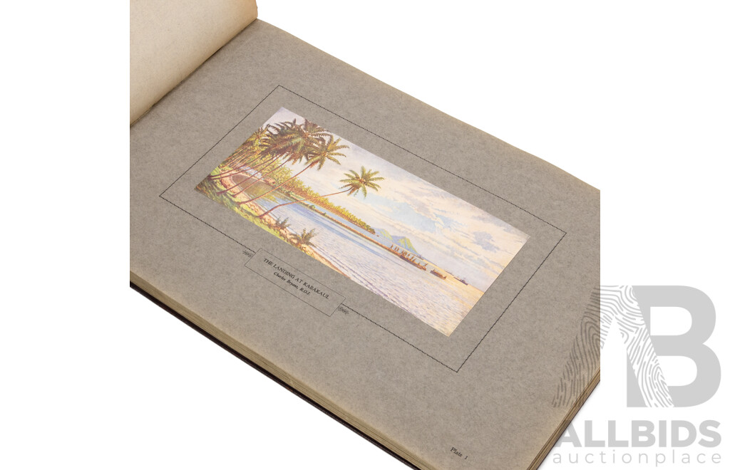 Antique Volume 'Australian Chivalry', Reproductions in Colour & Duo-Tone of Official War Paintings (1933), Edited by J.L. Treloar, 29H x 45W X^ 3D cm
