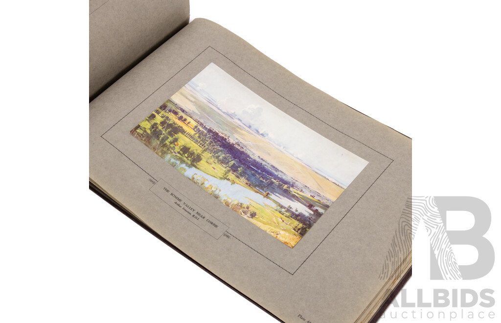 Antique Volume 'Australian Chivalry', Reproductions in Colour & Duo-Tone of Official War Paintings (1933), Edited by J.L. Treloar, 29H x 45W X^ 3D cm