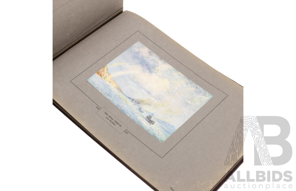 Antique Volume 'Australian Chivalry', Reproductions in Colour & Duo-Tone of Official War Paintings (1933), Edited by J.L. Treloar, 29H x 45W X^ 3D cm