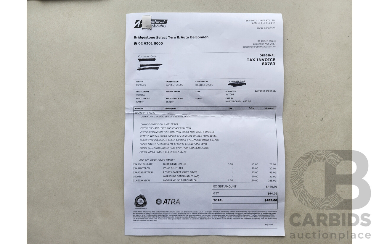 11/2007 Toyota Camry Grande ACV40R 4d Sedan Black 2.4L