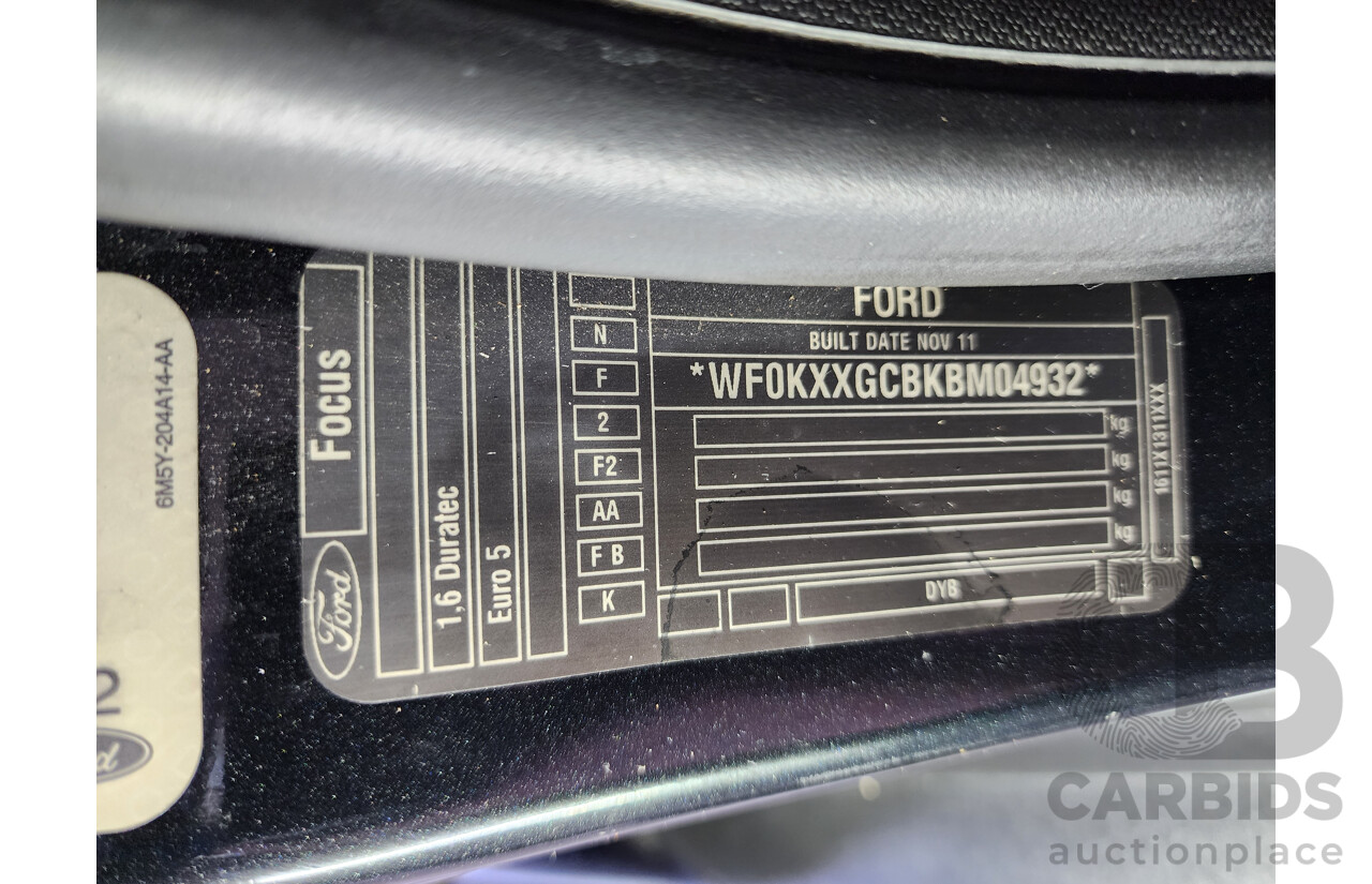 1/2012 Ford Focus Ambiente LW 5d Hatchback Black 1.6L
