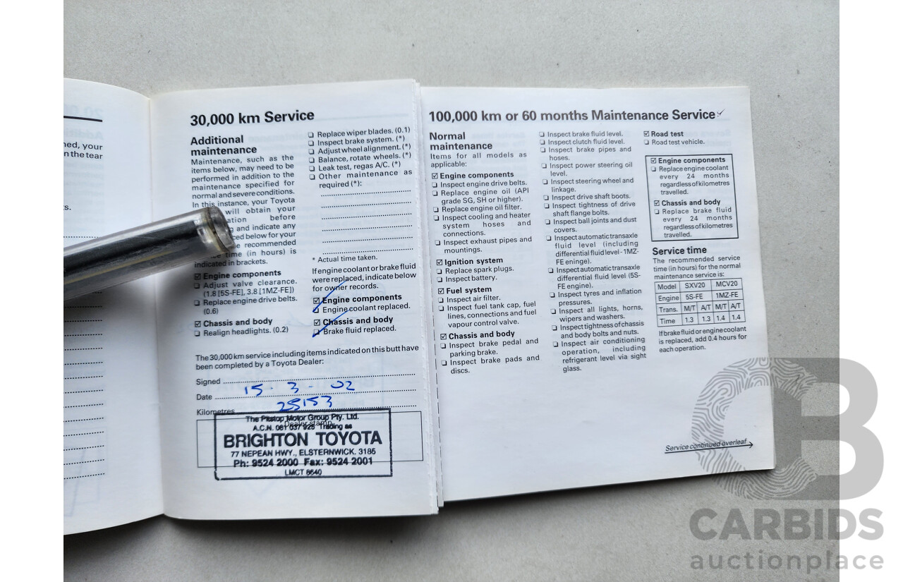 2/1999 Toyota Camry CS-X SXV20R 4d Sedan White 2.2L