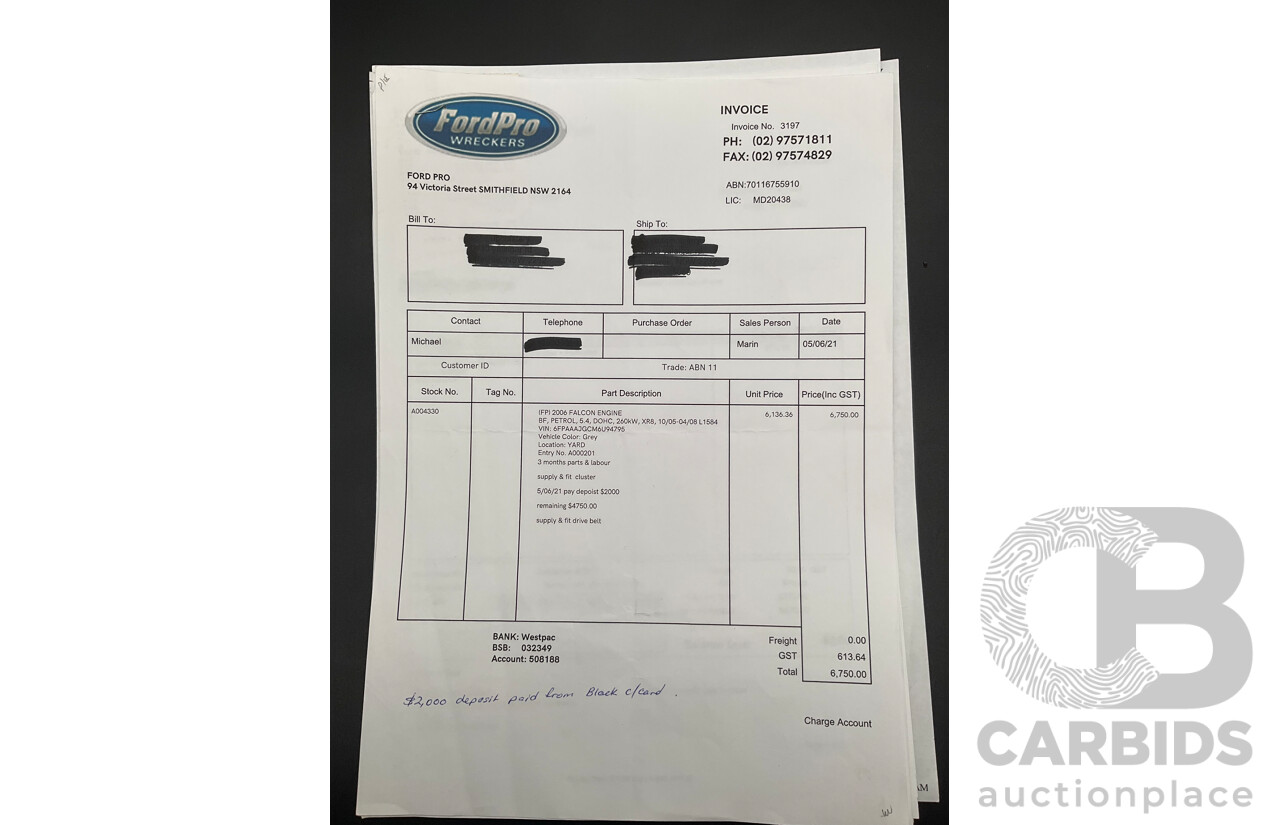 1/2006 Ford Falcon XR8 BF Utility Winter White V8 5.4L