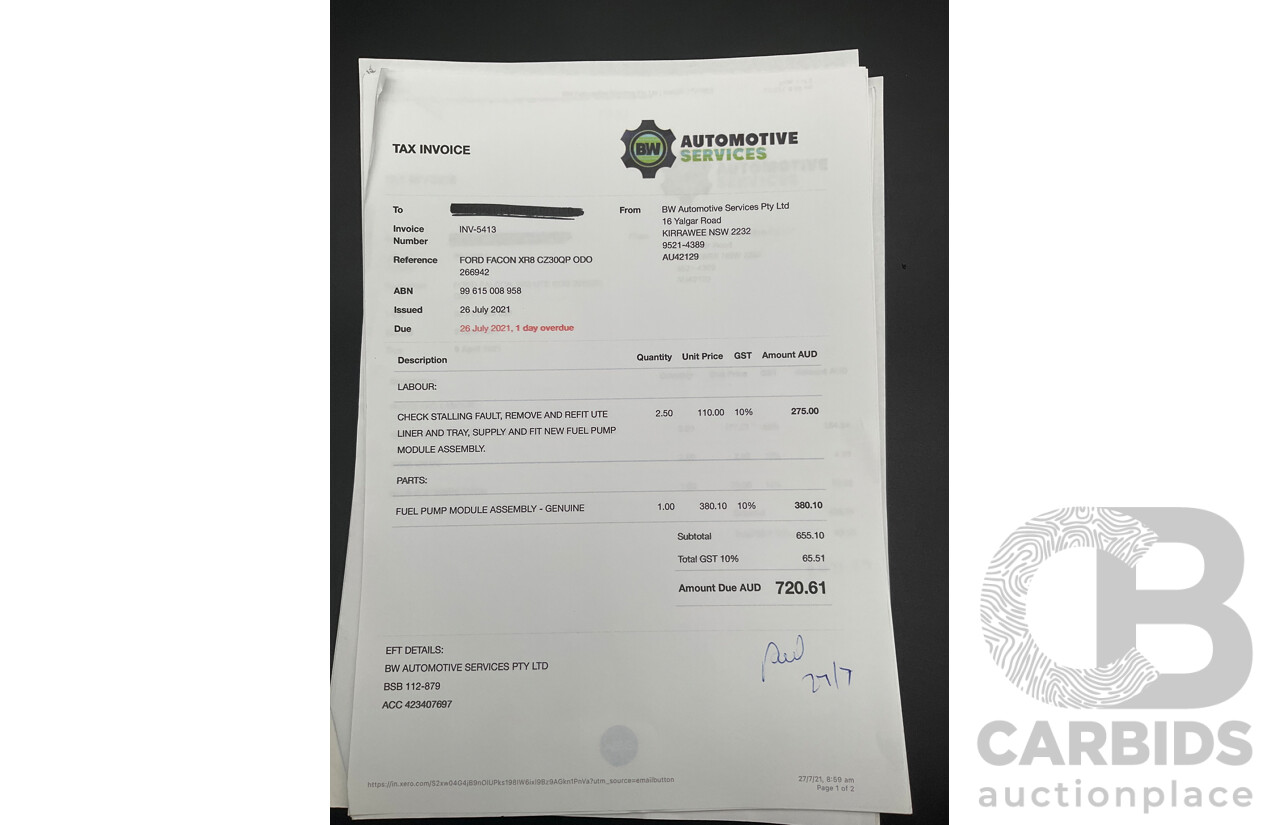 1/2006 Ford Falcon XR8 BF Utility Winter White V8 5.4L