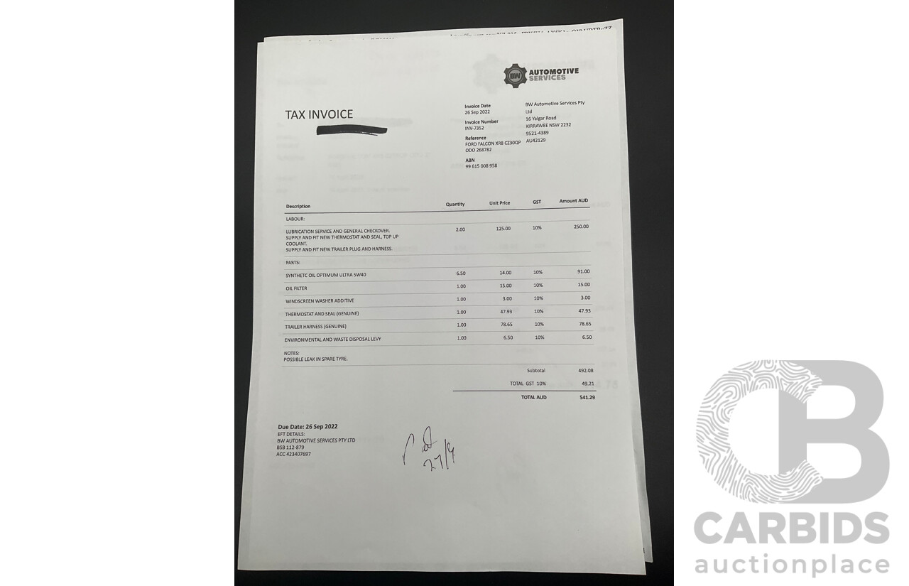 1/2006 Ford Falcon XR8 BF Utility Winter White V8 5.4L