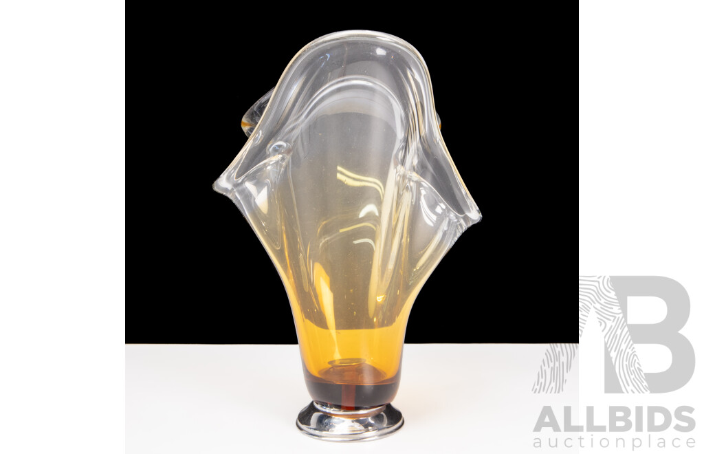 Vintage Art Glass Tissue Vase with Clearing Amber Finish