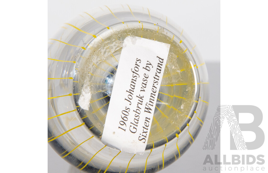 Johansfors Glasbruk Glass Vase by Sixten Winnerstrand, 1960s