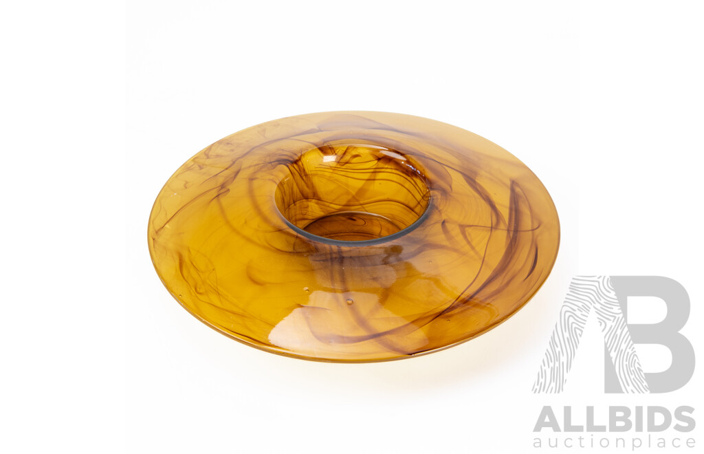 Davidson Amber Glass Posy Bowl with Frog