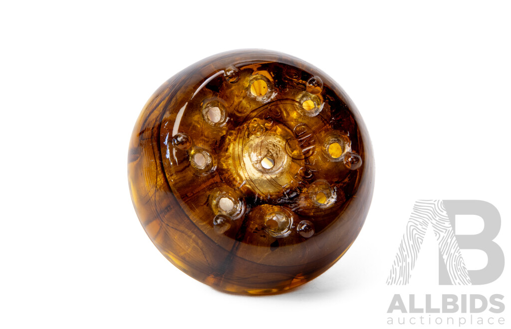 Davidson Amber Glass Posy Bowl with Frog