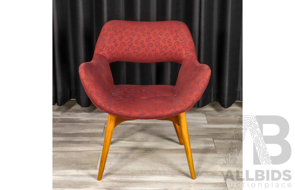 Grant Featherston Contour Space Chair with Modern Red Upholstery, Circa 1953
