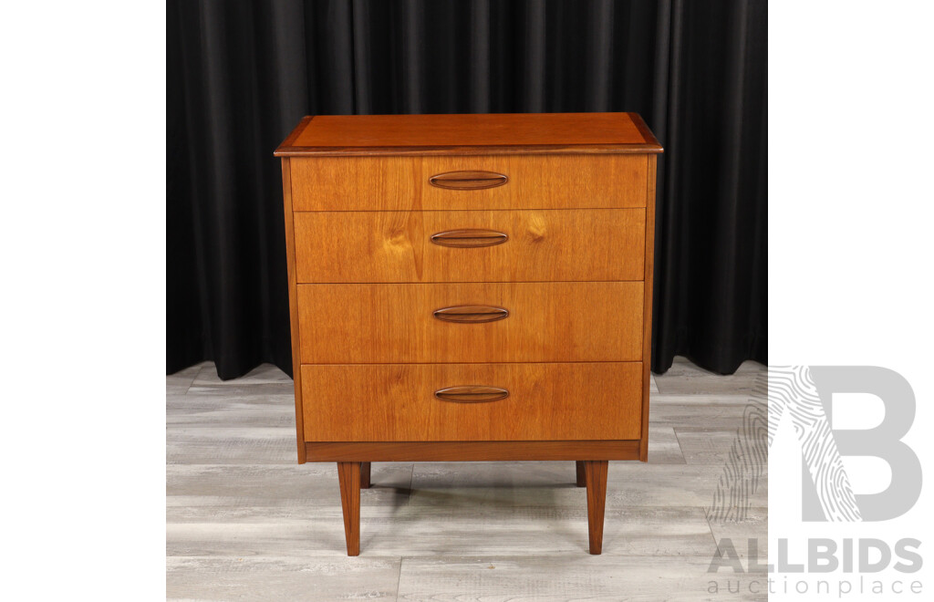 Teak Four Drawer Elevated Chest, Homeworthy, England