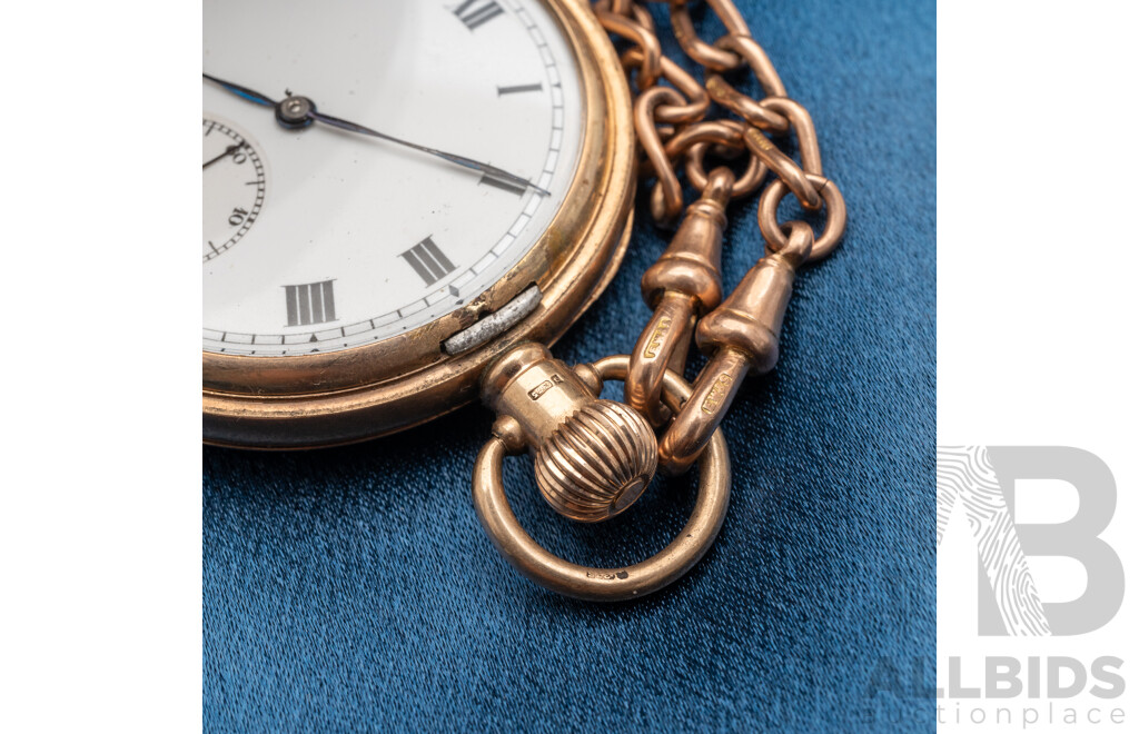 9ct Yellow Gold Engraved Pocket Watch, 1922 - 118.4gms