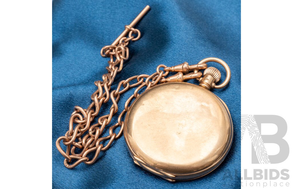 9ct Yellow Gold Engraved Pocket Watch, 1922 - 118.4gms
