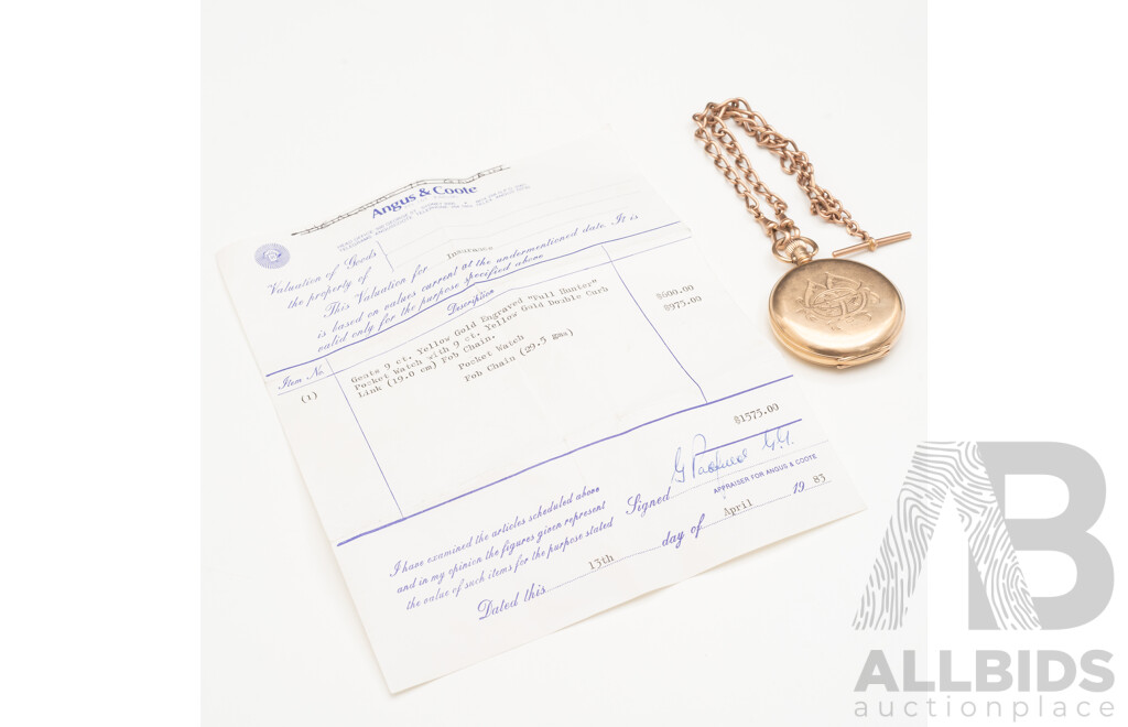 9ct Yellow Gold Engraved Pocket Watch, 1922 - 118.4gms