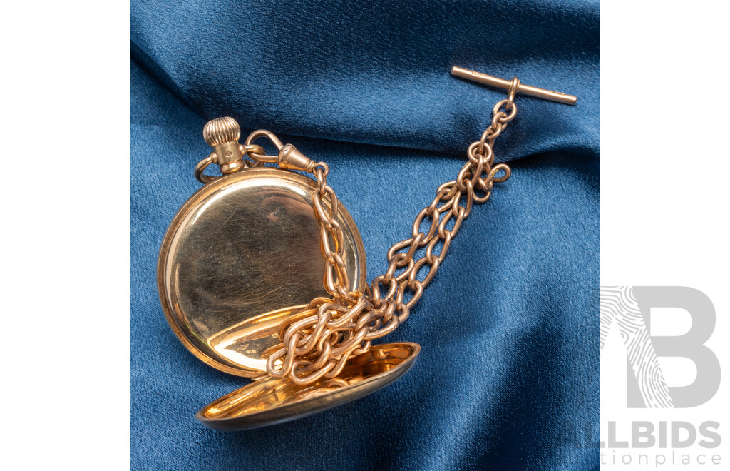 9ct Yellow Gold Engraved Pocket Watch, 1922 - 118.4gms