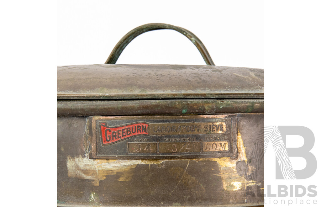 Vintage Greeburn Brass Laboratory Sieve Set with Six Sieves and Lid